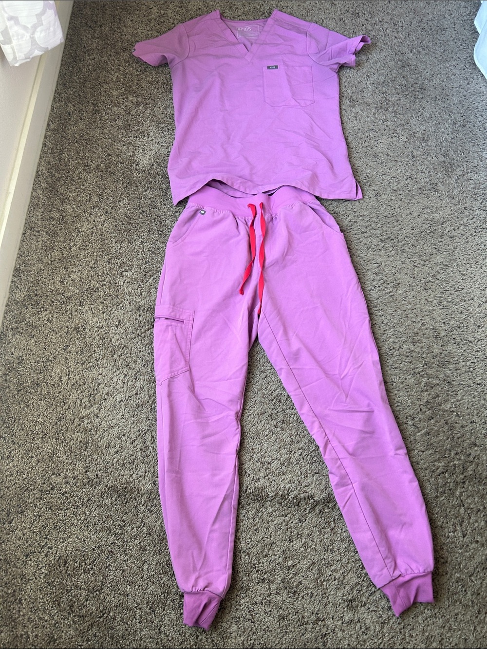 Women's Figs Lavender Scrub Jogger Pants and top set